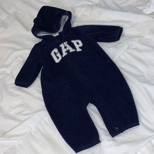 GAP Baby Bear Arch Logo Zip One Piece Navy Blue